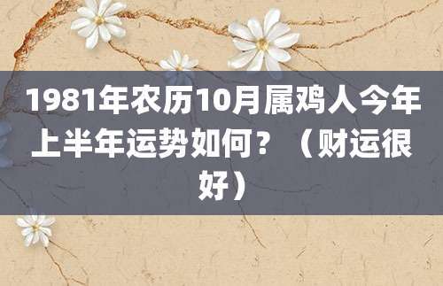 1981年农历10月属鸡人今年上半年运势如何?(财运很好)