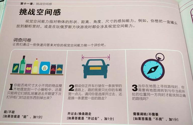 在认知能力训练的这几章中,每章开始同样是各项能力的水平测试.